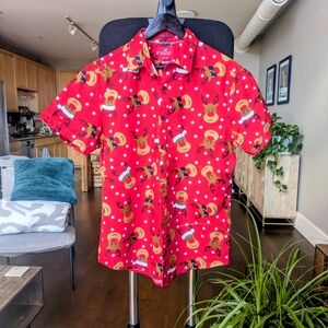 Festive Red Reindeer Men's Shirt